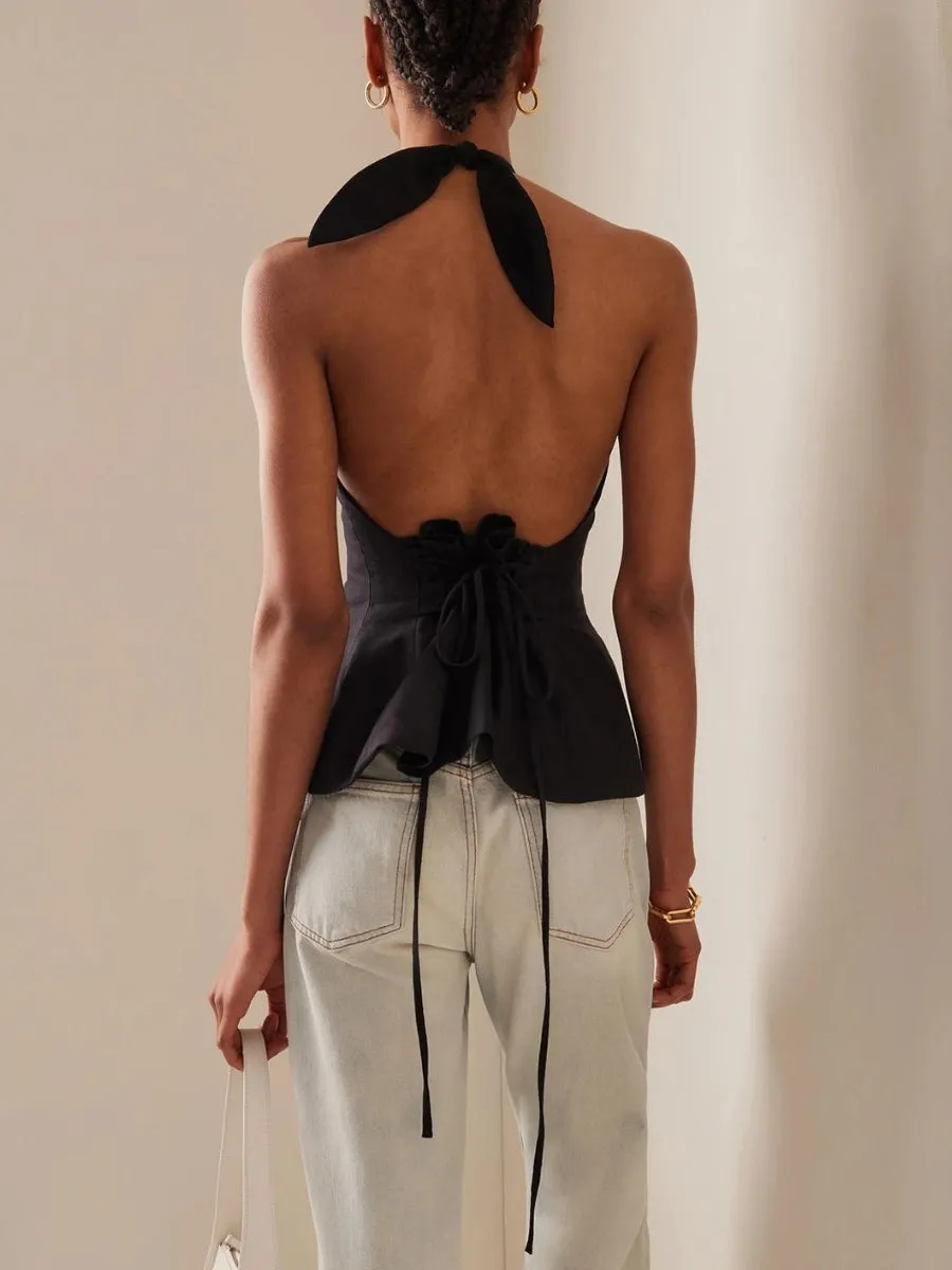 Halter Neck Lace Up Ruched Top sold by Streetwear Society product image thumbnail 4