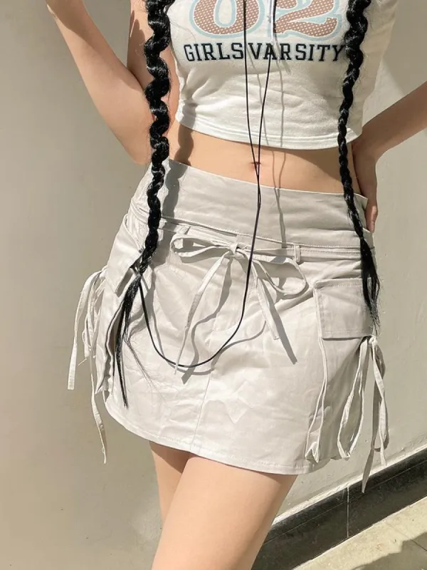 Drawstring Cargo Mini Skirt sold by Streetwear Society