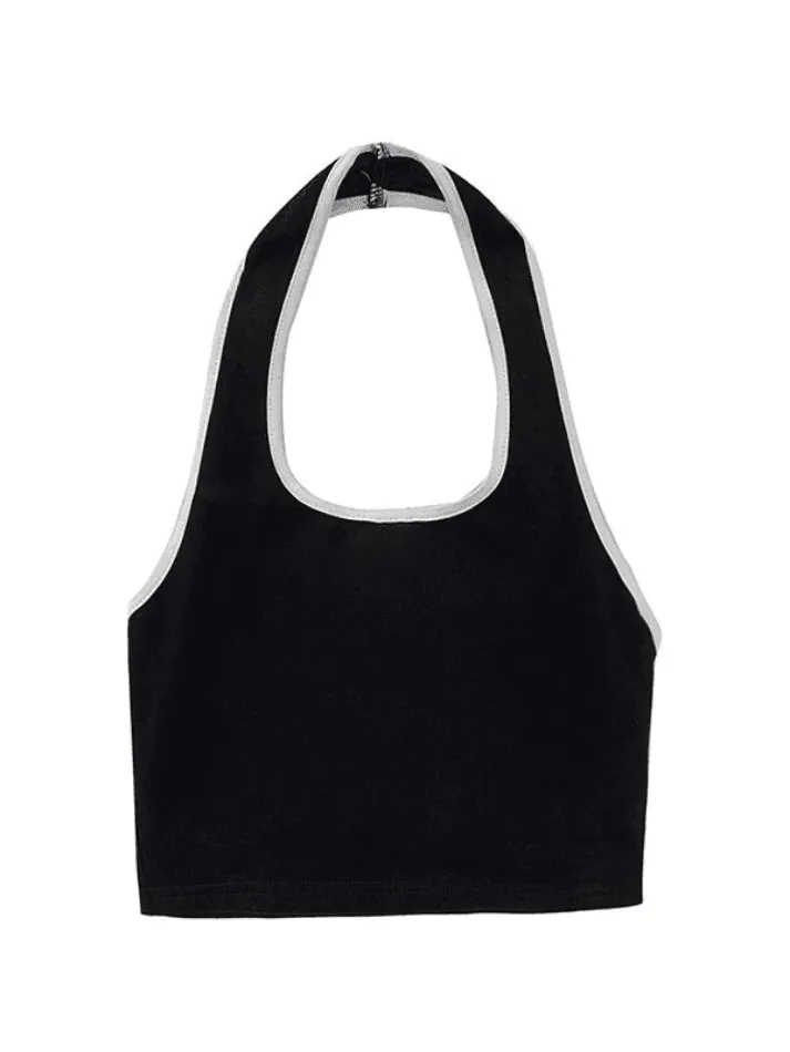 Contrast Trim Cropped Halter Tank Top sold by Streetwear Society product image thumbnail 5