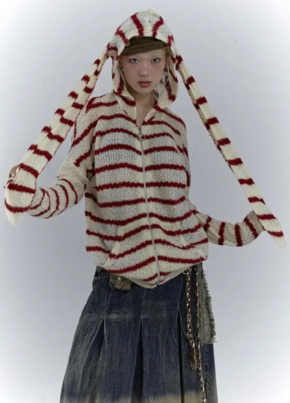 Rabbit Ears Hooded Cardigan Jacket sold by Streetwear Society