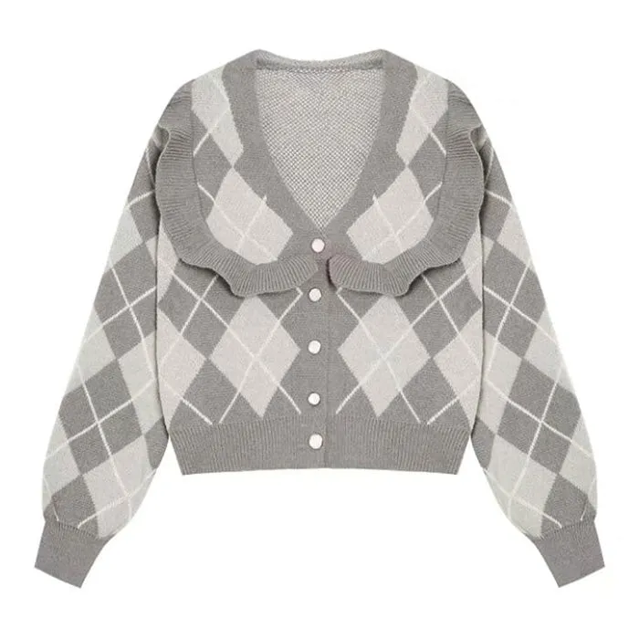 Coffee Time Argyle Cardigan sold by Streetwear Society product image thumbnail 2