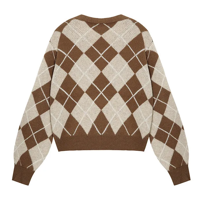 Coffee Time Argyle Cardigan sold by Streetwear Society product image thumbnail 3