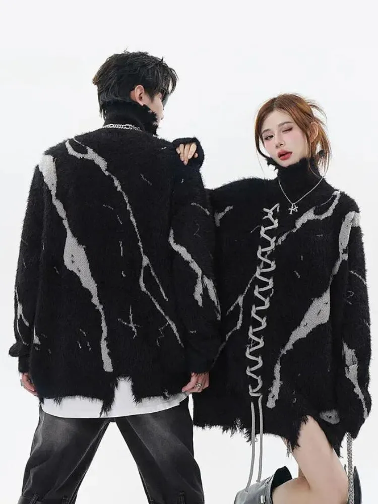 Grunge Fluffy Lace Up Sweater sold by Streetwear Society product image thumbnail 3