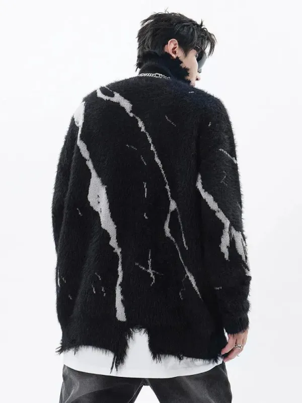 Grunge Fluffy Lace Up Sweater sold by Streetwear Society