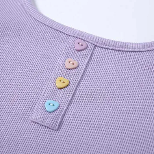 Heart Button Ribbed Top sold by Streetwear Society product image thumbnail 3