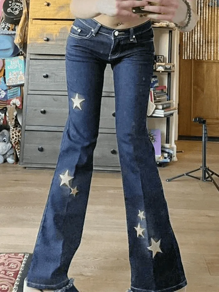 Flared jeans embroidered with stars sold by Streetwear Society product image thumbnail 4