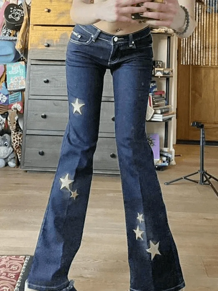 Flared jeans embroidered with stars sold by Streetwear Society product image thumbnail 2