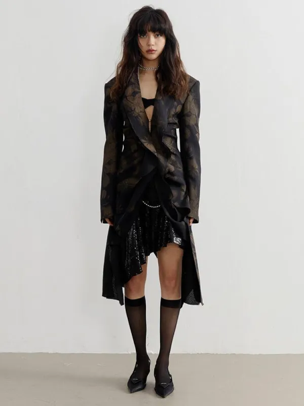 Dark Floral Asymmetric Blazer sold by Streetwear Society