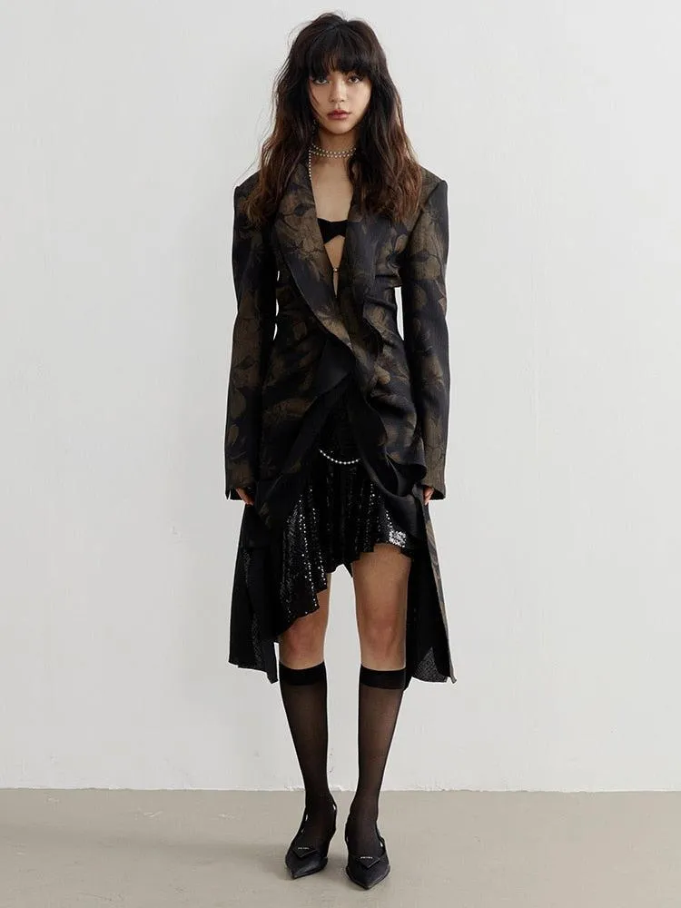 Dark Floral Asymmetric Blazer sold by Streetwear Society