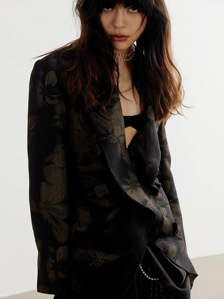 Dark Floral Asymmetric Blazer sold by Streetwear Society product image thumbnail 2