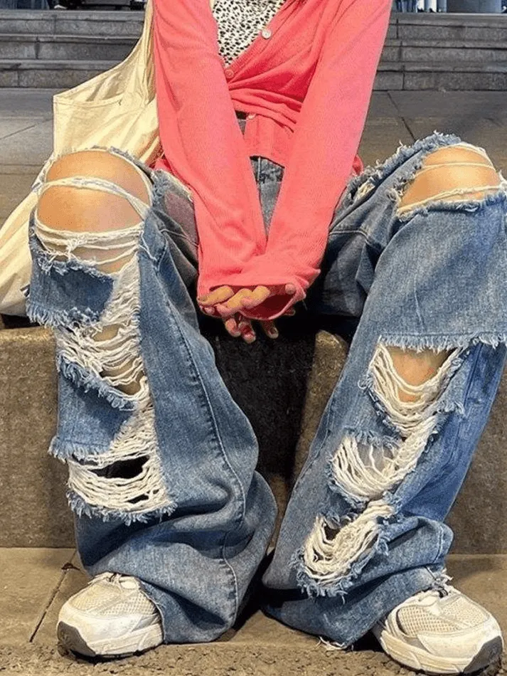 High waisted super ripped jeans sold by Streetwear Society product image thumbnail 2