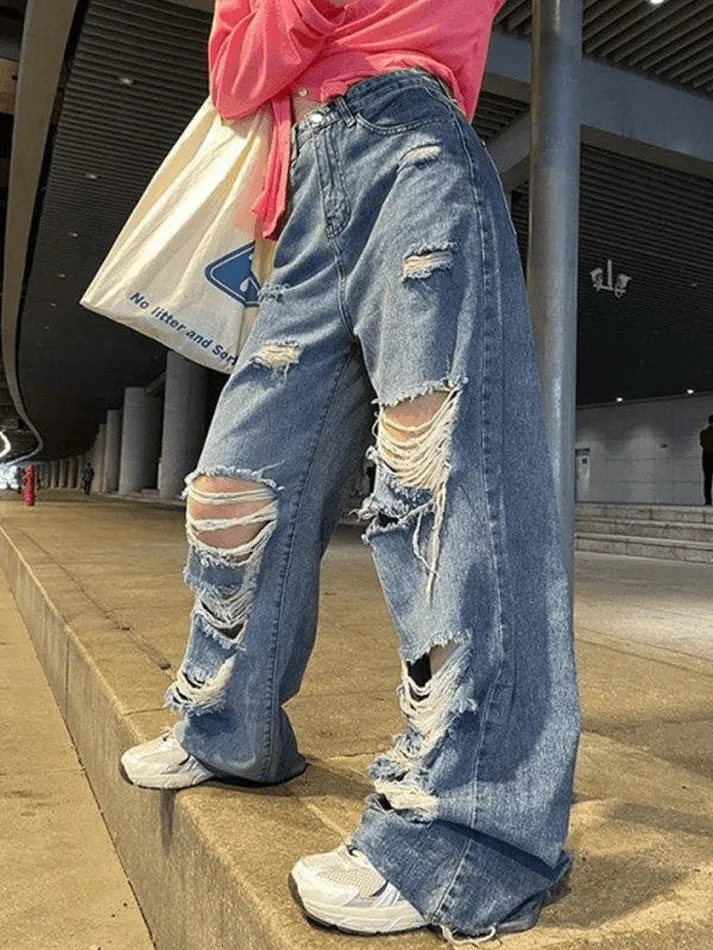 High waisted super ripped jeans sold by Streetwear Society product image thumbnail 3