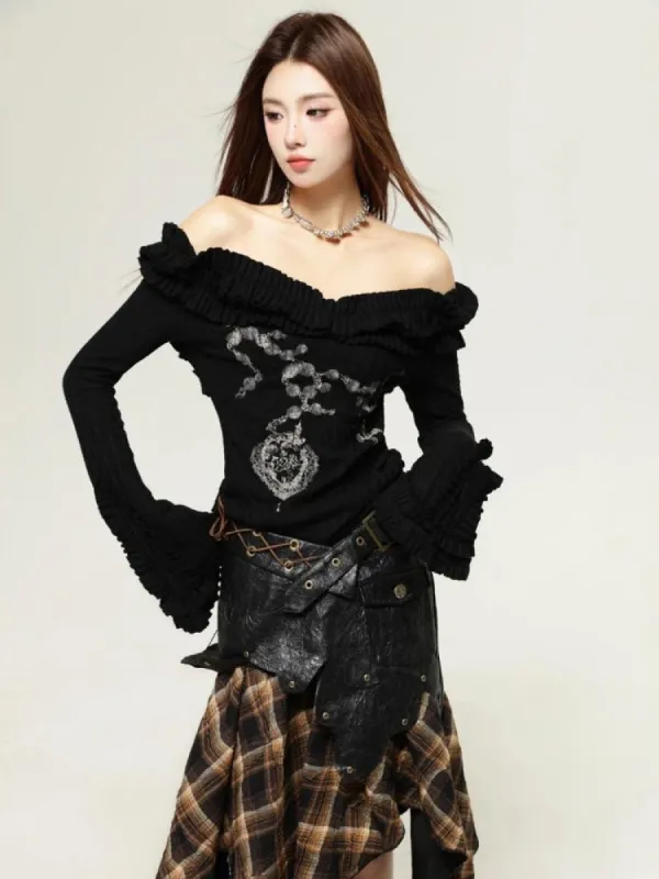 Fairy Grunge Cut Out Shoulder Top sold by Streetwear Society