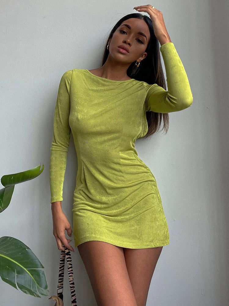 Long Sleeve Slim Mini Dress sold by Streetwear Society product image thumbnail 4
