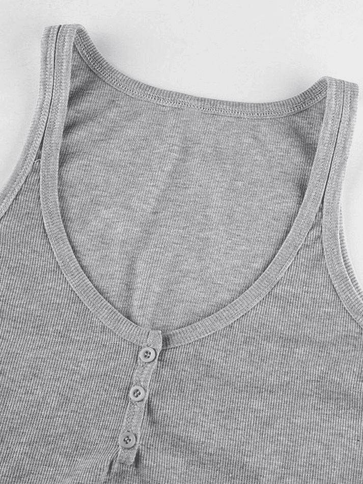 Buttoned Rib Crop Tank Top sold by Streetwear Society product image thumbnail 4