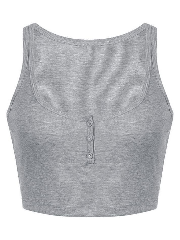 Buttoned Rib Crop Tank Top sold by Streetwear Society product image thumbnail 3