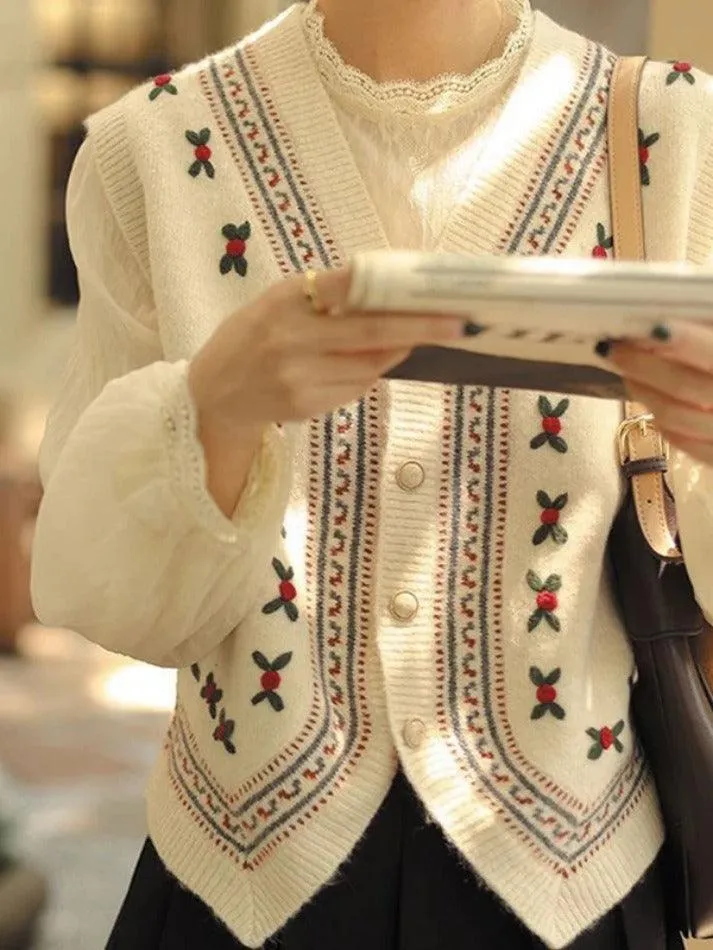 Vintage embroidery v neck sweater vest sold by Streetwear Society product image thumbnail 2