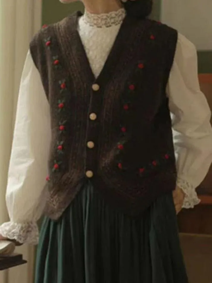 Vintage embroidery v neck sweater vest sold by Streetwear Society product image thumbnail 4