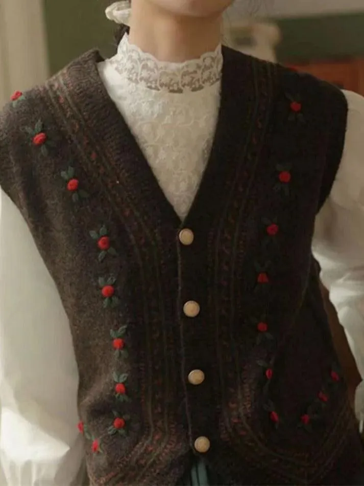 Vintage embroidery v neck sweater vest sold by Streetwear Society product image thumbnail 3