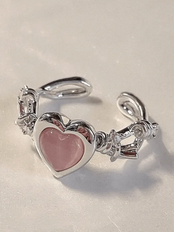 Pink heart pattern cuff ring sold by Streetwear Society