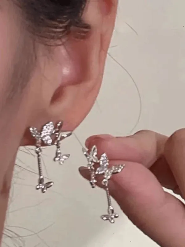 Dainty Strass Butterfly Earrings sold by Streetwear Society