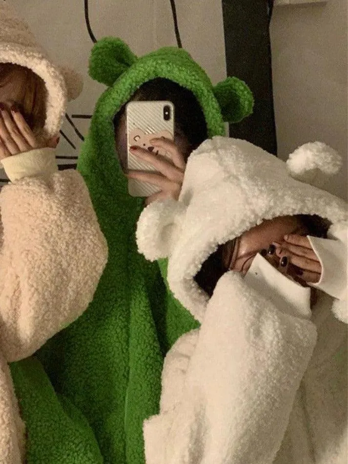 Cute Ear Hooded Zip Up Fleece Jacket sold by Streetwear Society product image thumbnail 4