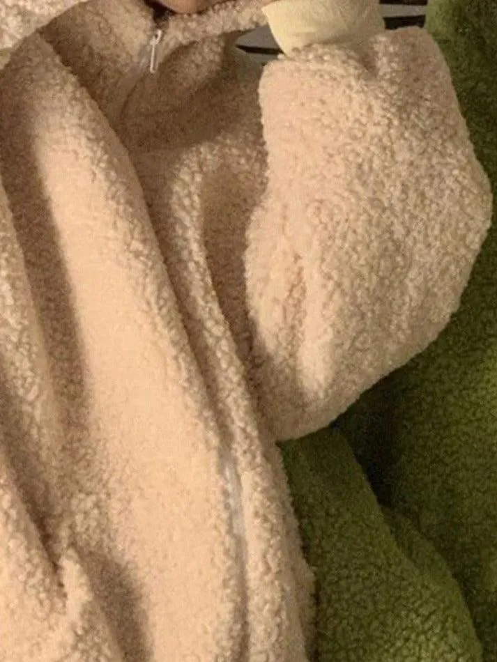 Cute Ear Hooded Zip Up Fleece Jacket sold by Streetwear Society