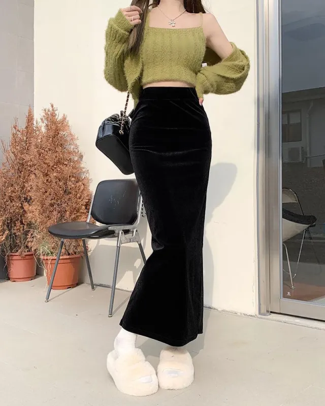 Back Slit Maxi Skirt sold by Streetwear Society