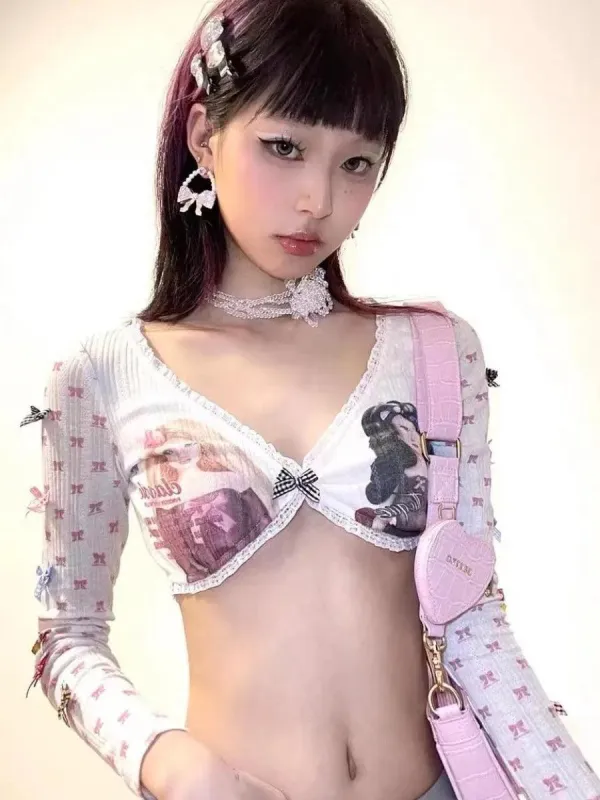 Y2K Coquette Barbie Crop Top sold by Streetwear Society