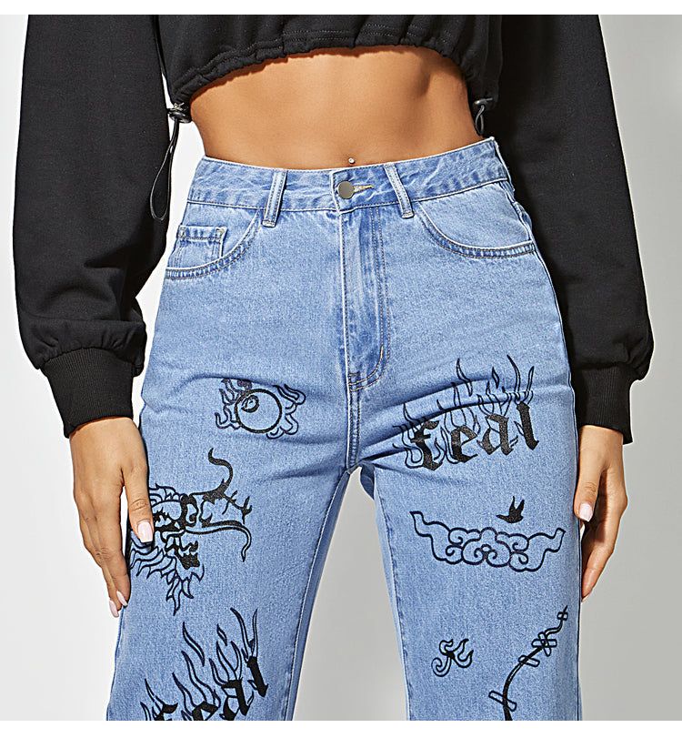 Graphic Print Wide Leg Jeans sold by Streetwear Society product image thumbnail 2