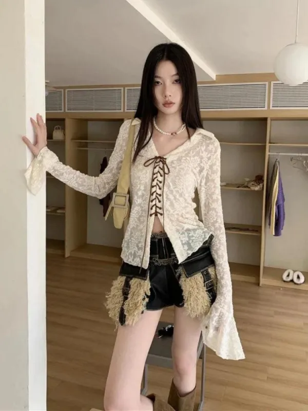 Fairy Grunge Transparent Lace Top sold by Streetwear Society