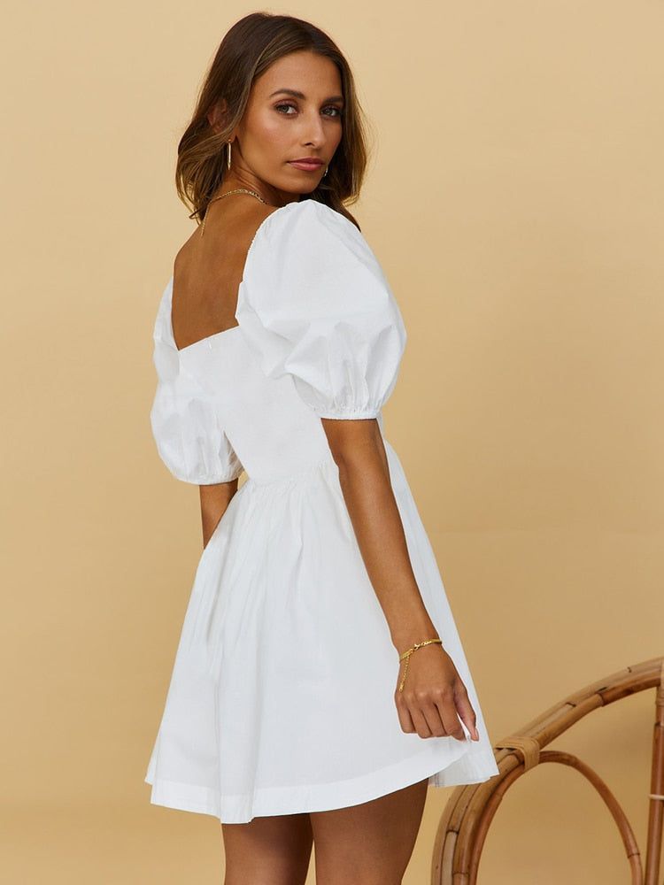 Puff Sleeve Single Breasted Mini Dress sold by Streetwear Society product image thumbnail 2