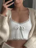 Cropped Lace Trim White Tank Top sold by Streetwear Society