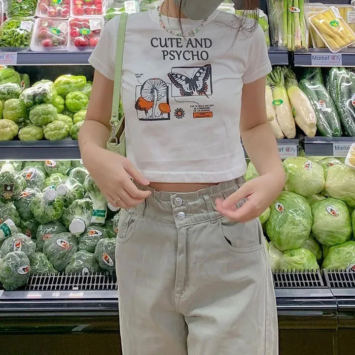 Cute and Psycho Crop Top sold by Streetwear Society product image thumbnail 2