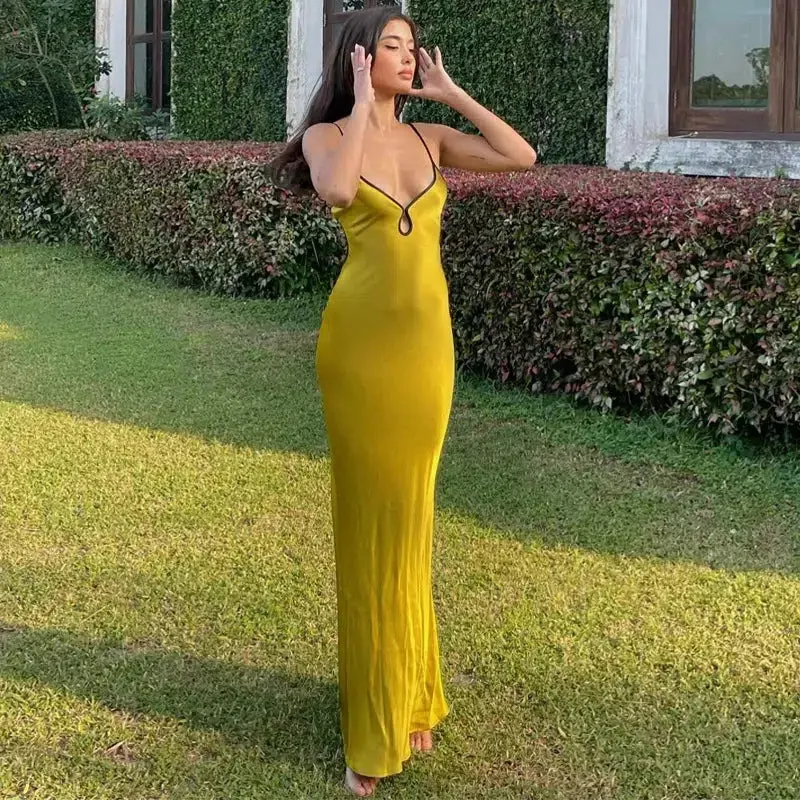 Satin Backless Maxi Dress sold by Streetwear Society