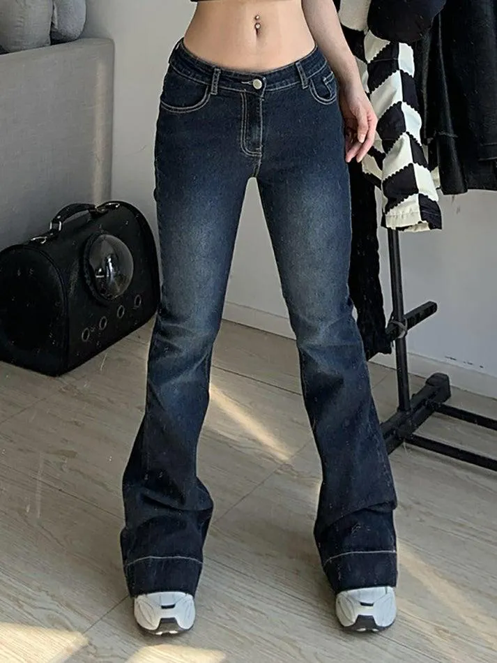 Faded low-rise flared jeans sold by Streetwear Society