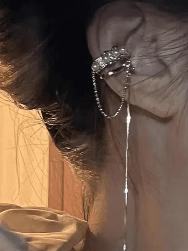 Cuff Earrings with Faux Pearl and Tassel Decor sold by Streetwear Society