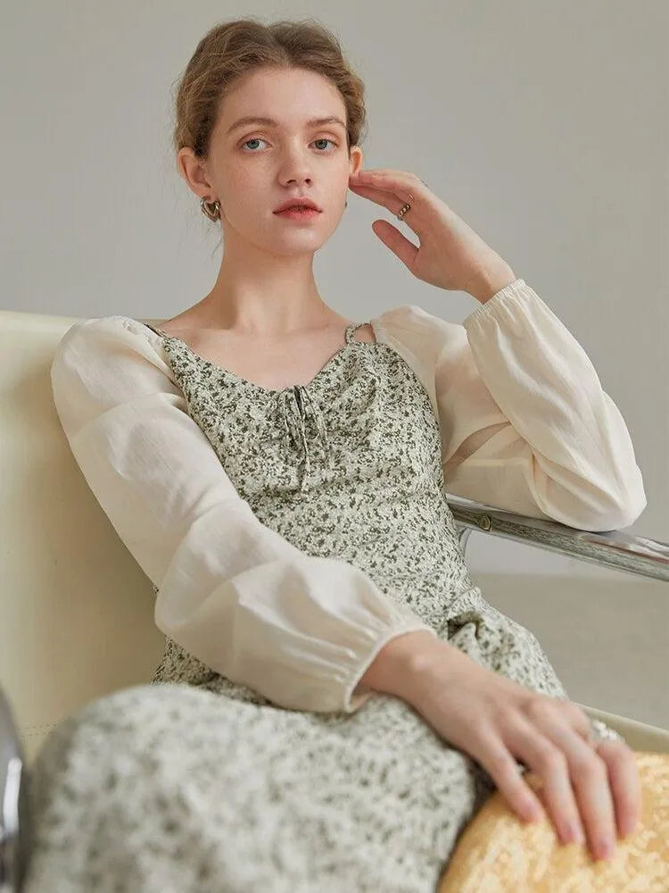 Cottagecore Shirt Sleeve Floral Midi Dress sold by Streetwear Society product image thumbnail 3