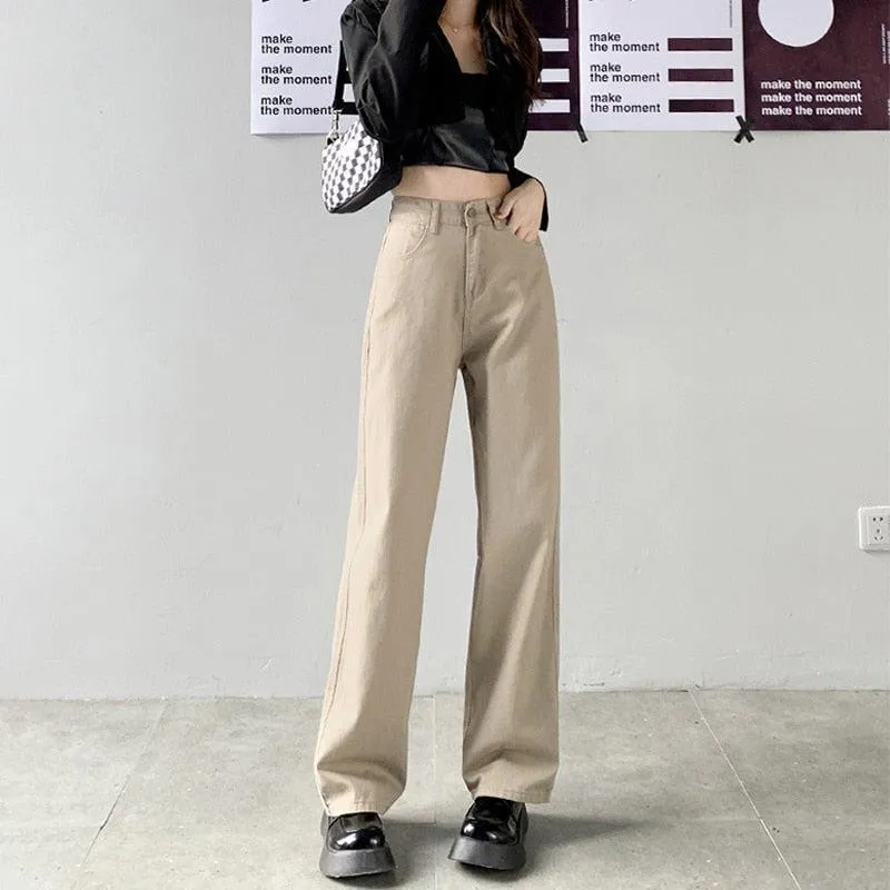 Light Academia High Waist Denim Pants sold by Streetwear Society