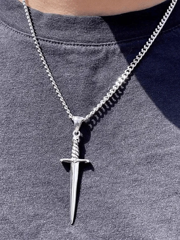 Punk Skeleton Dagger Pendant Necklace sold by Streetwear Society product image thumbnail 2