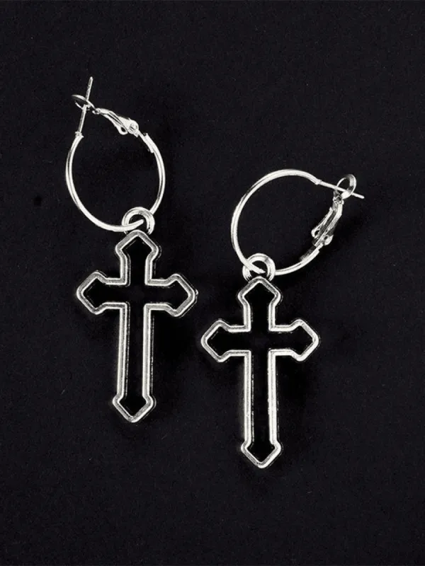 Cutout Cross Dangle Earring sold by Streetwear Society