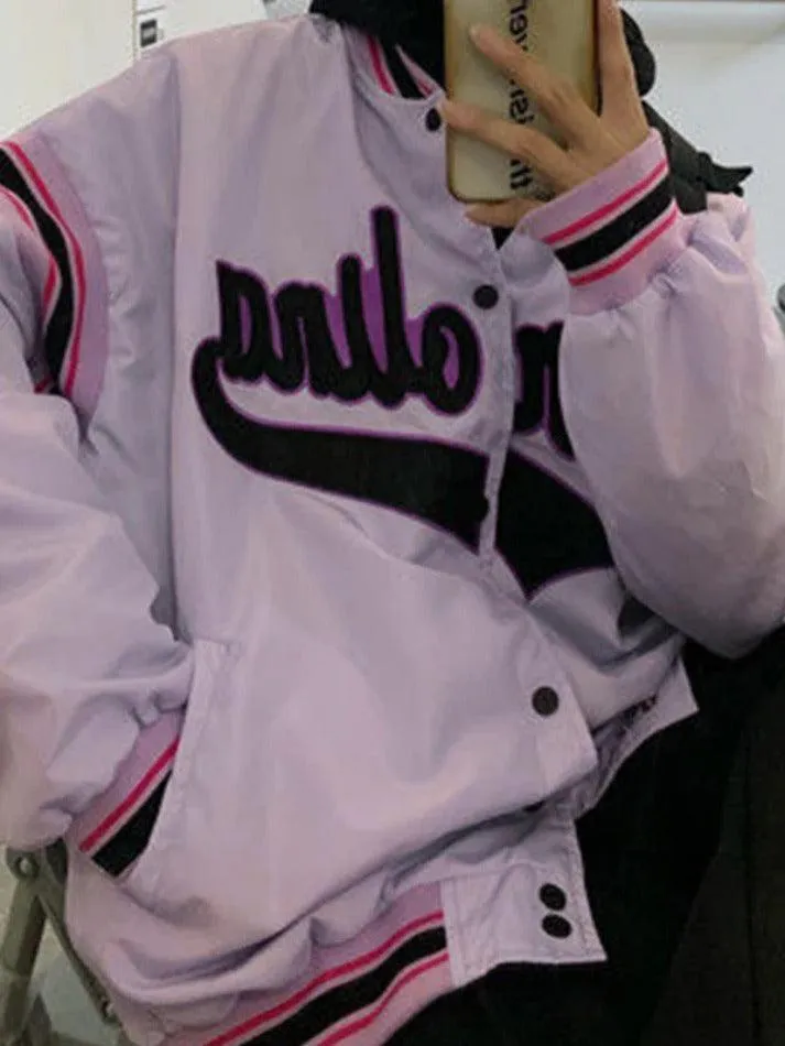 Letter Print Splice Varsity Jacket sold by Streetwear Society product image thumbnail 2