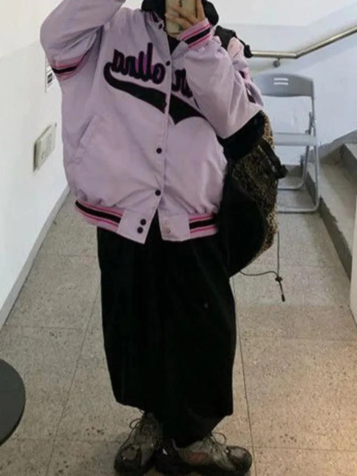 Letter Print Splice Varsity Jacket sold by Streetwear Society product image thumbnail 3