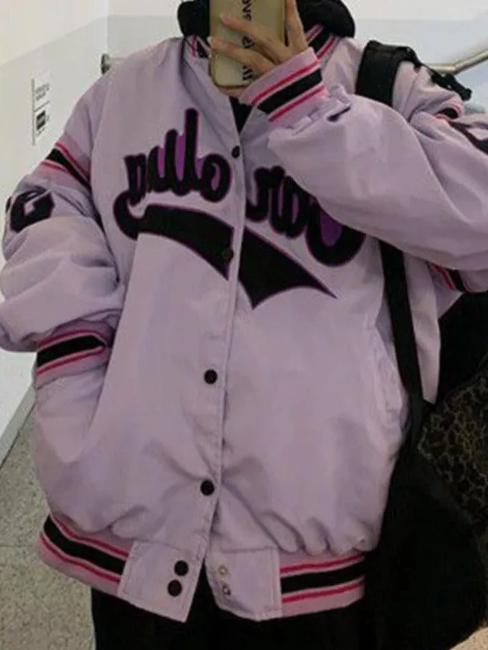 Letter Print Splice Varsity Jacket sold by Streetwear Society product image thumbnail 4