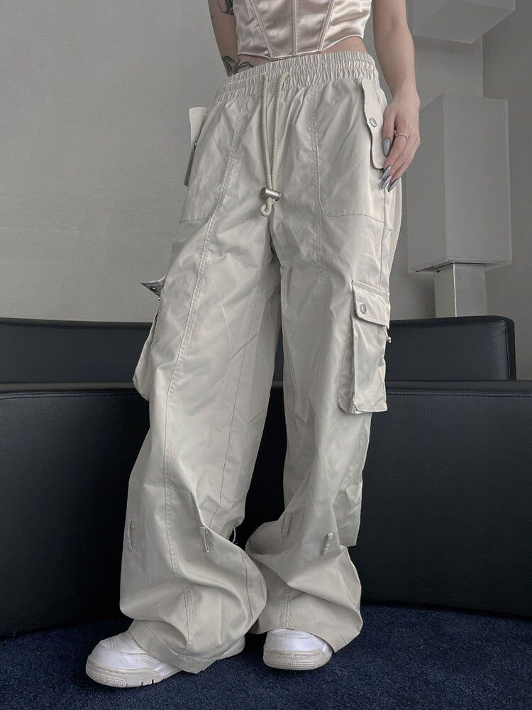 Y2K Solid Multi-pocket Cargo Pants sold by Streetwear Society product image thumbnail 5