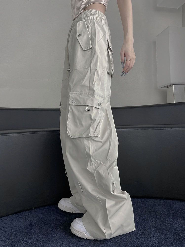 Y2K Solid Multi-pocket Cargo Pants sold by Streetwear Society product image thumbnail 2
