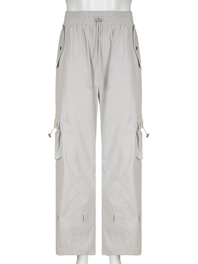 Y2K Solid Multi-pocket Cargo Pants sold by Streetwear Society product image thumbnail 4