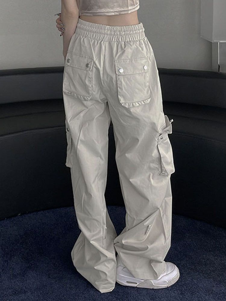 Y2K Solid Multi-pocket Cargo Pants sold by Streetwear Society product image thumbnail 3