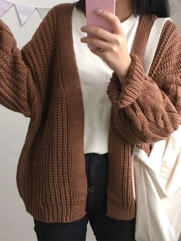 Open front cable knit cardigan sold by Streetwear Society product image thumbnail 4