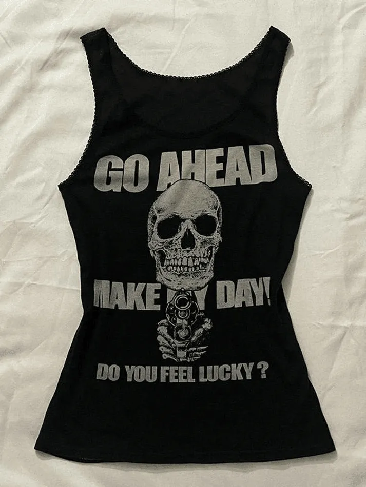 Gothic Punk Skull Print Tank Top sold by Streetwear Society product image thumbnail 2